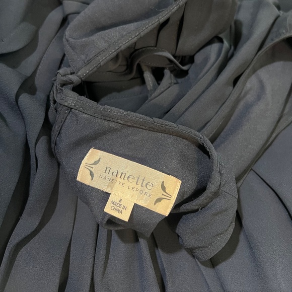 EUC Nanette Lepore {Anthro} Navy Blue Sleeveless Chiffon Pleated Swing Dress | 8 - Picture 5 of 15